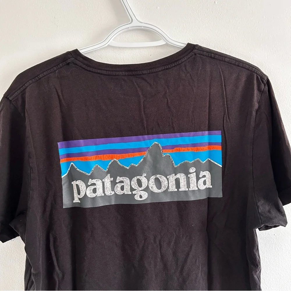 Patagonia Men's Black Short Sleeve T shirt slim fit organic - Picture 3 of 6